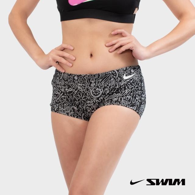 【NIKE 耐吉】女性短四角泳褲 黑色 NESSE003