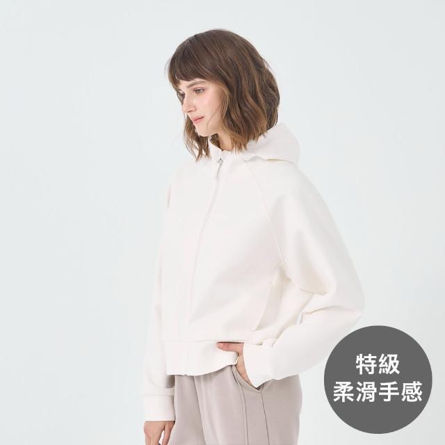 【GIORDANO 佐丹奴】女裝高彈力連帽外套 彈力空氣棉系列(11 香草冰白)