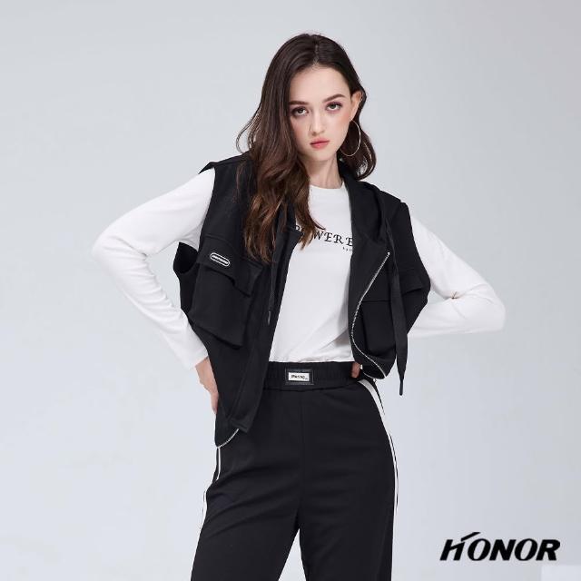 【HONOR 山形屋】率性工裝風背心連帽外套-黑/卡其