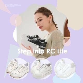 【Robinlo】真皮休閒鞋時尚百搭必備微增高厚底鞋小白鞋(多款任選)