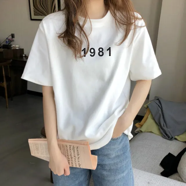 【LEEHER】寬版/t恤/純棉短袖/圓領上衣/笑臉上衣/打底衫/寬版T恤/美式上衣/上衣/女生上衣