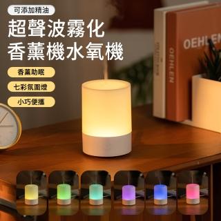 【Cube】日式超音波香氛水氧機 七彩夜燈香氛機 USB桌面空氣清淨香薰機 迷你加濕器(可加精油 母親節禮物)