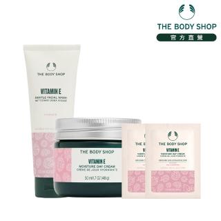 【THE BODY SHOP 美體小舖】維他命E潔顏保濕組(潔顏乳125ML+日霜-50ML+1MLx2)