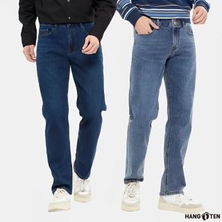 【Hang Ten】男裝-STRAIGHT FIT水洗刷色直筒經典丹寧牛仔褲(多色選)