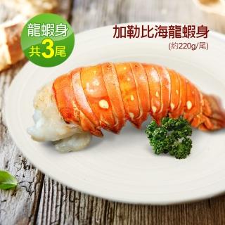 【優鮮配】蔚藍海-加勒比海8盎司龍蝦身3隻(約220g/尾)