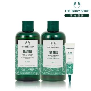 【THE BODY SHOP 美體小舖】升級版茶樹清爽抗痘組(潔面膠250ML+調理水250ML+修復凝膠15ML)