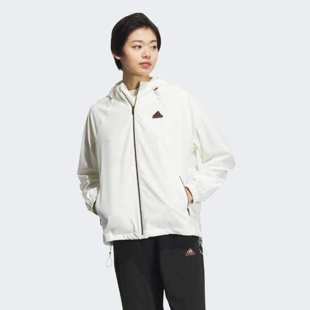 【adidas 愛迪達】外套 女款 連帽運動外套 亞規 TECH WV JKT 白 JJ1127