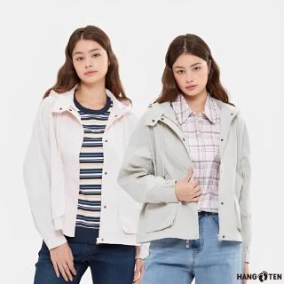 【Hang Ten】女裝-防風防輕潑水花苞式復古風衣連帽外套(多色選)