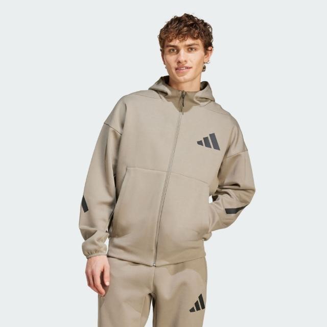 【adidas 愛迪達】外套 男款 運動連帽外套 亞規 M Z.N.E. FZ 卡其 JD9600