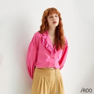 【iROO】崁蕾絲領片單品上衣