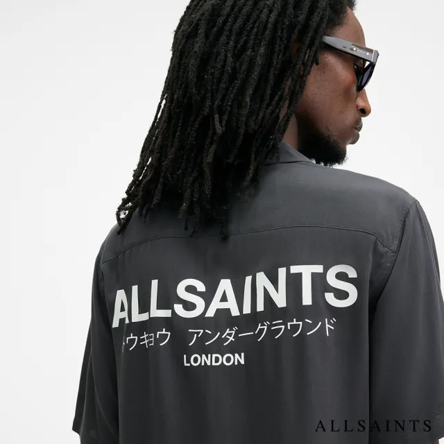 【ALLSAINTS】人造絲寬鬆印花公羊頭骨短袖襯衫(多款任選)