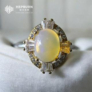 【赫本珠寶】寶石之石-蛋白石S925銀活口戒指(9.5克拉)