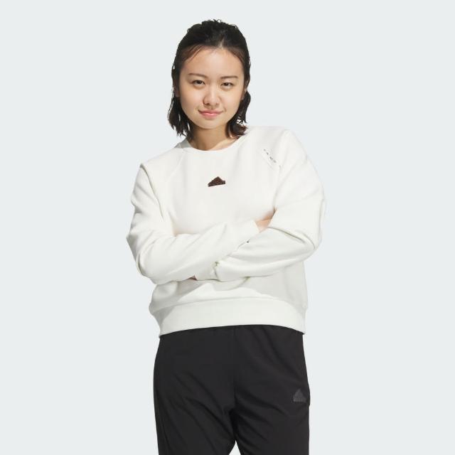 【adidas 愛迪達】長袖上衣 女款 運動 大學T 亞規TECH CREW 米白 JJ1109(S2733)