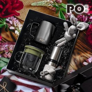 【PO:】手沖咖啡玻璃杯禮盒組(磨豆機/咖啡杯350ml/拉花杯/多色可選)
