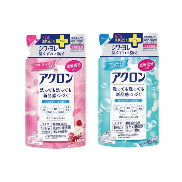 【LION 獅王】日本 衣物防縮洗衣精補充包 380ml(2入組/平輸商品)