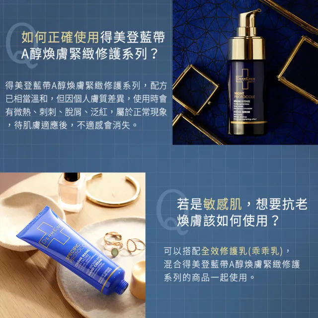 【DermEden 得美登】法國藍帶緊緻精華★1%A醇煥能再生修護精華30mL x2(醫美級★7天有感煥膚)