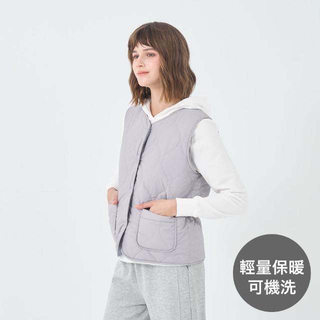 【GIORDANO 佐丹奴】女裝雙面穿背心 E-care輕暖系列(70 淡紫灰X海霧藍)