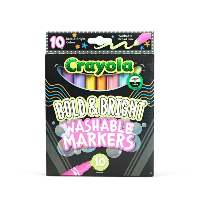 crayola 繪兒樂 星光炫彩可水洗粗頭彩色筆10色(深色紙張顯色鮮明)