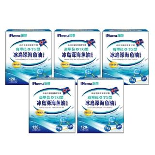 【諾得】高單位TG型冰島深海魚油軟膠囊120粒x5盒(好吸收.OMEGA3.EPA.DHA.深海小魚)