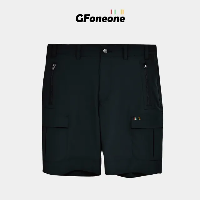 【GFoneone】男吸排開襟越野登山機能短褲-黑(男短褲)