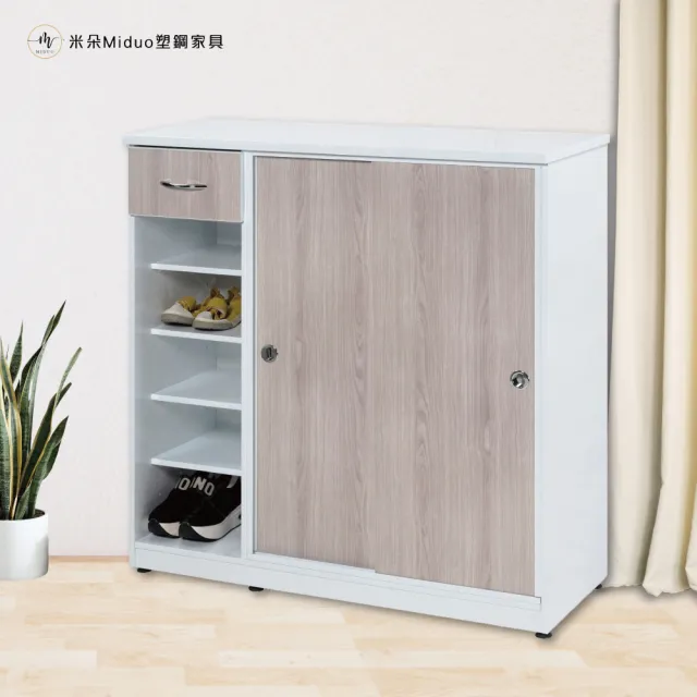 【Miduo 米朵塑鋼家具】3.6尺拉門一抽屜 左開放塑鋼鞋櫃 楓木色系列 塑鋼防水家具