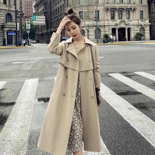【巴黎精品】現貨+預購 風衣外套休閒大衣(復古長款繫帶收腰女外套a1hs21)