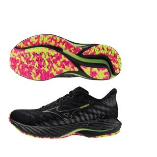 【MIZUNO 美津濃】WAVE RIDER 28 NIGHT RUN 男款 緩震 運動 慢跑鞋 黑(J1GC246301)