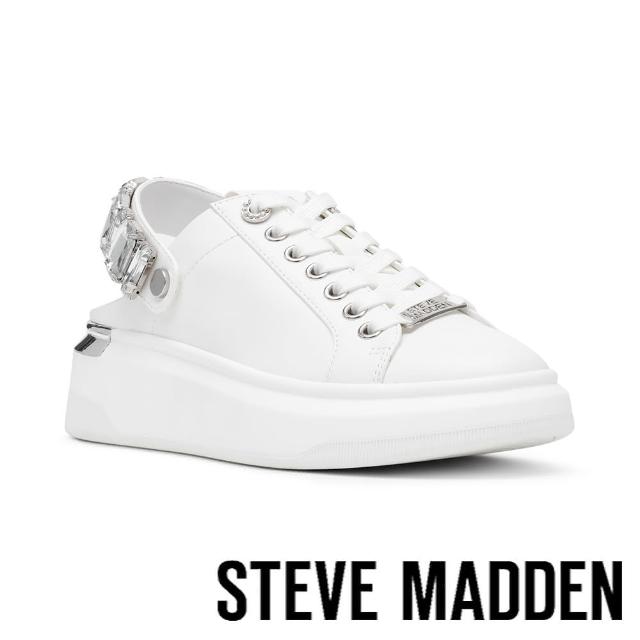 【steve madden】GALEXI 方鑽綁帶休閒涼拖鞋(白色)