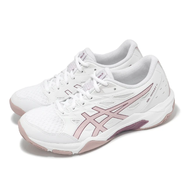 asics 亞瑟士 排球鞋 GEL-Rocket 11 女鞋 白 玫瑰粉 室內運動 羽排鞋 亞瑟膠 亞瑟士(1072A093103)