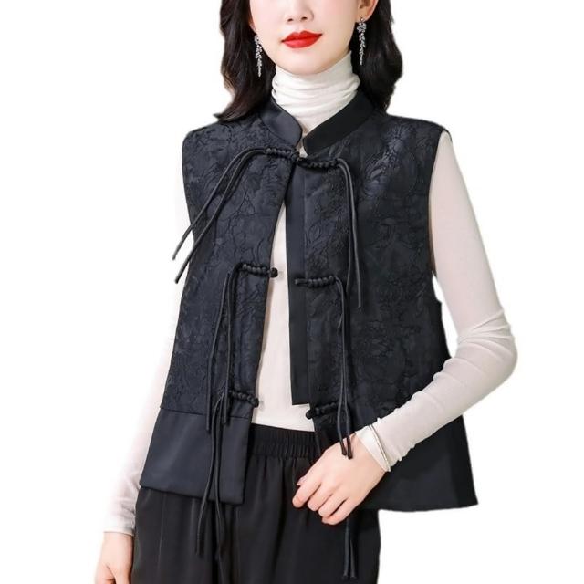 【巴黎精品】現貨+預購 新中式 唐裝背心馬甲外套(中國風刺繡提花盤扣復古女外套a1hv9)