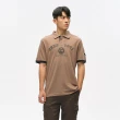 【JEEP】男裝 撞色衣袖純棉短袖POLO衫(咖啡色)