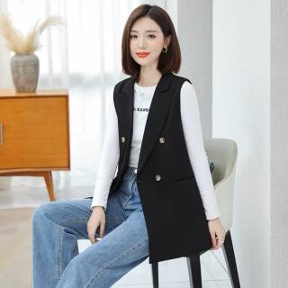 【巴黎精品】現貨+預購 西裝背心休閒西服(修身雙排扣氣質馬甲女外套2色a1hv23)