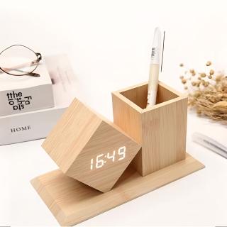 【上手家居】LED鬧鐘筆筒(桌上收納/文具收納/收納盒/電子鐘)