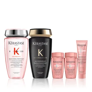 【KERASTASE 巴黎卡詩】髮浴250ml二入組(黑鑽極萃逆時+粉漾芯生清爽型)