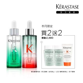 【KERASTASE 巴黎卡詩】極酵平衡+濃密芯生頭皮精華組(控油/舒緩)