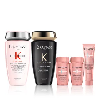 【KERASTASE 巴黎卡詩】髮浴250ml二入組(黑鑽極萃逆時+粉漾芯生)