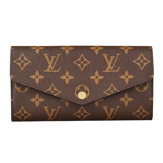【Louis Vuitton 路易威登】M62234經典SARAH系列Monogram花紋牛皮釦式長夾(紫紅)