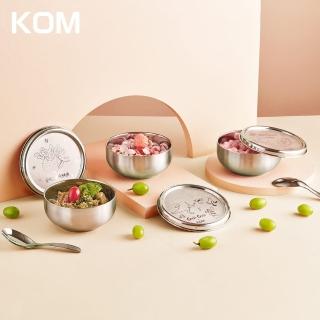 【KOM】信誼聯名 臺灣製316幼兒園指定不鏽鋼兒童隔熱碗三入套組/附湯匙/附餐袋 多款任選