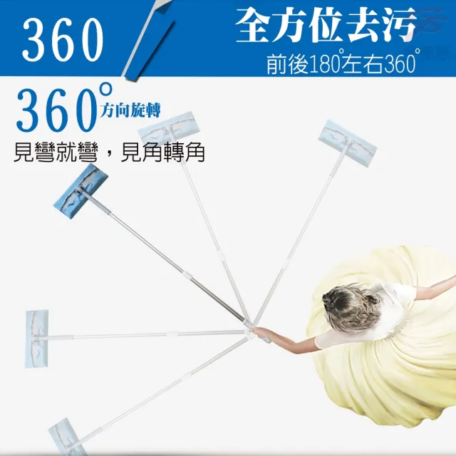 【金德恩】多功能魔術平板拖把一組(附拖布x2 靜電除塵紙x7  清潔拖把 清潔拖 拖把)