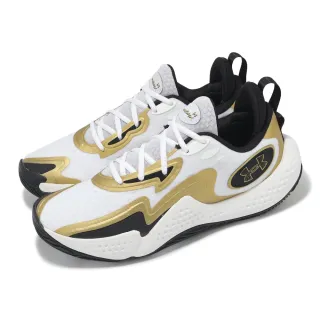【UNDER ARMOUR】籃球鞋 Spawn 5 男鞋 白 黑 金 透氣 緩衝 抓地 運動鞋 UA(3026285101)