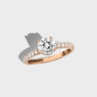 【似曾國際珠寶】現貨出清 IGI 18K玫瑰金一克拉Round Circle圓鑽戒(培育鑽)