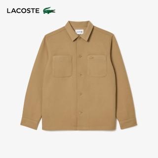 【LACOSTE】男裝-Oversize法蘭絨外套式長袖襯衫(卡其色)