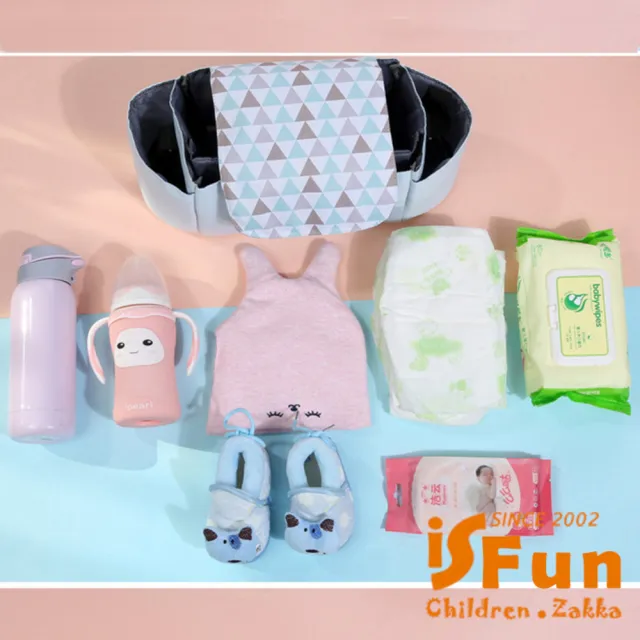【iSFun】推車好物＊多功能嬰兒推車收納掛袋/灰色小貓(置物袋 媽媽推車掛袋)