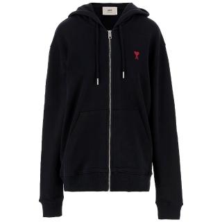 【AMI PARIS】秋冬新款 男女同款 愛心A圖騰LOGO 連帽外套-黑色(XXS號、XS號、S號、M號、L號、XL號)