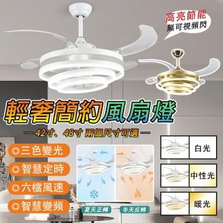 【LADUTA 拉布塔】48寸 智慧變頻 吊扇燈 靜音電機 5坪左右適用 春夏兩用(風扇 吸頂燈 風扇燈 吊扇)