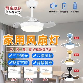 【LADUTA 拉布塔】吊扇燈 智慧變頻 靜音電機 1.2~2.5坪左右適用 春夏兩用(風扇 吸頂燈 風扇燈 吊扇)