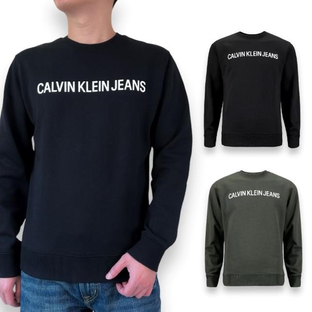 【Calvin Klein】男生 大學TEE 經典字母LOGO 內裡刷毛 長袖T恤 厚款