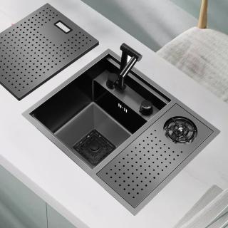 【SongSH】八件套不銹鋼隱藏式小單槽房車中島吧臺帶蓋隱形水槽(洗碗池/廚房水槽)