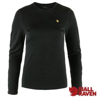 【Fjallraven】小狐狸 女 Bergtagen Thinwool 100%美麗諾羊毛長袖排汗衣.圓領T恤(89886-550 黑)