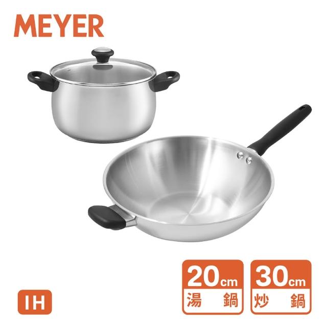 【MEYER 美亞】IH導磁不鏽鋼雙鍋組(炒鍋30cm+湯鍋20cm含蓋)